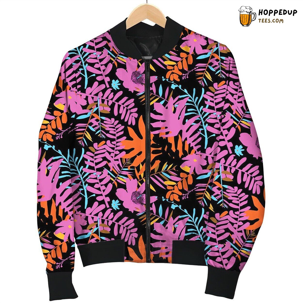 Tropical Floral Pattern Love Bomber Jacket