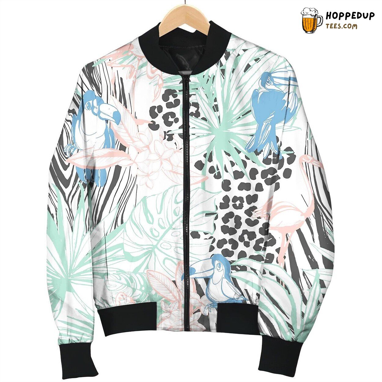Tropical Floral Summer Seamless Color Bomber Jacket