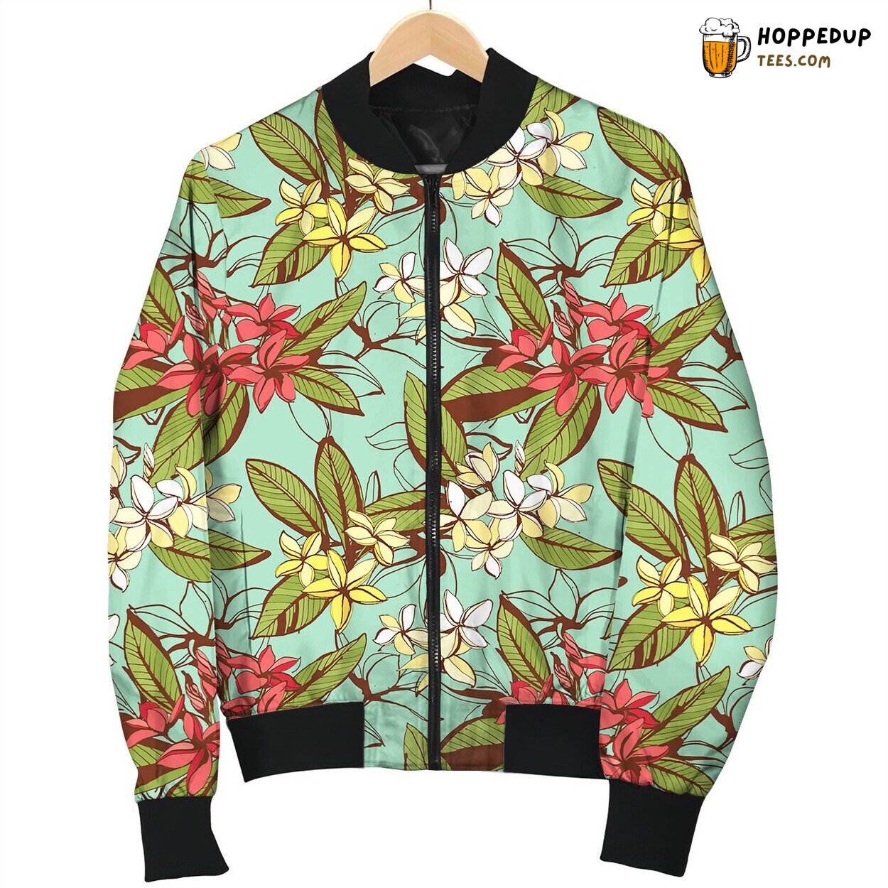 Tropical Floral Summer Seamless Pattern Bomber Jacket