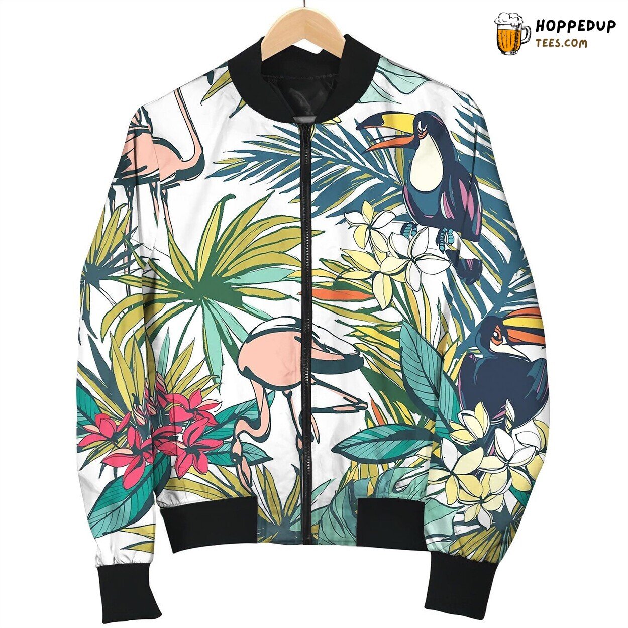 Tropical Floral Summer Seamless Pattern With Palm V Bomber Jacket