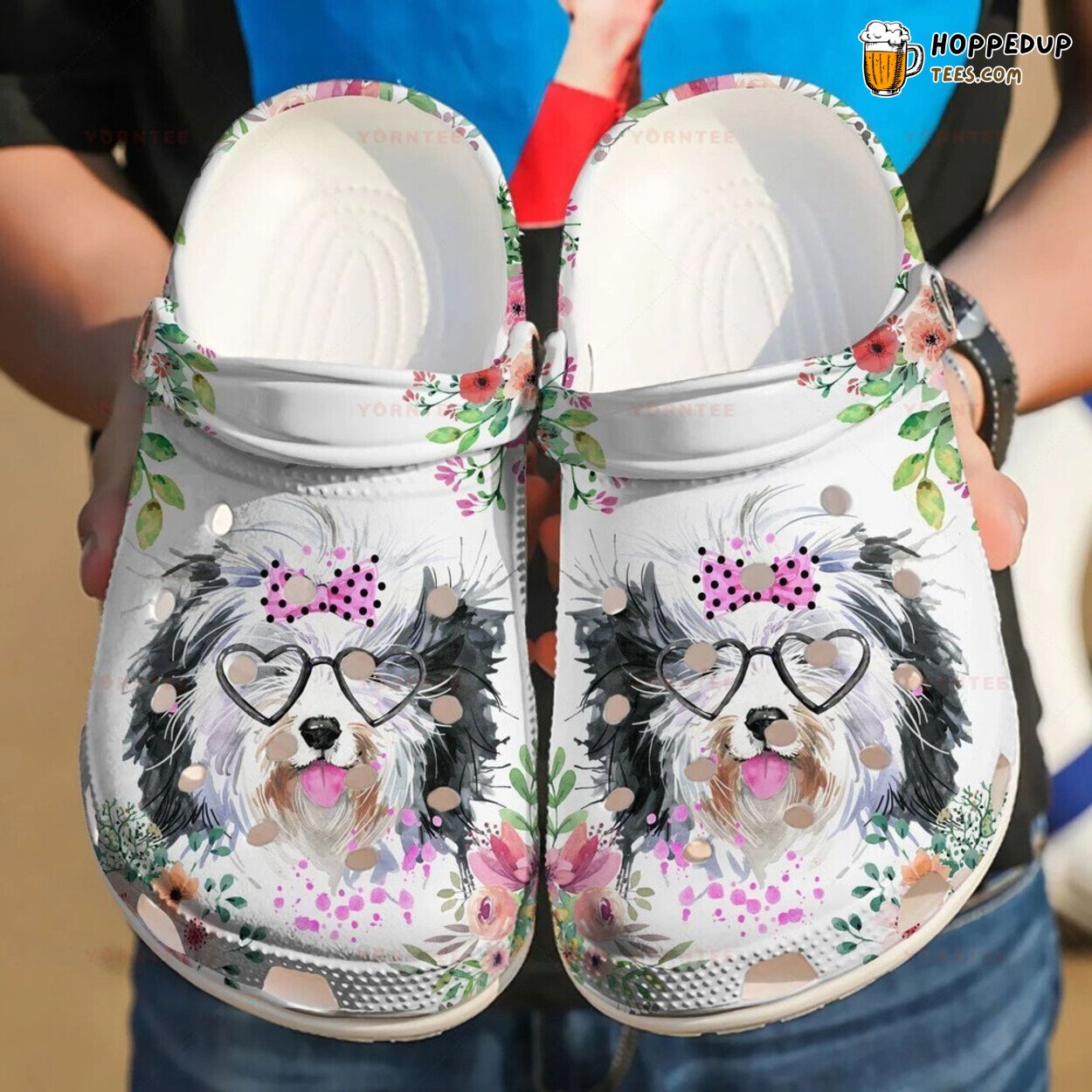 Tropical Flower Border Collie Lover Gift Comfy Rubber Clog Footwear Cute