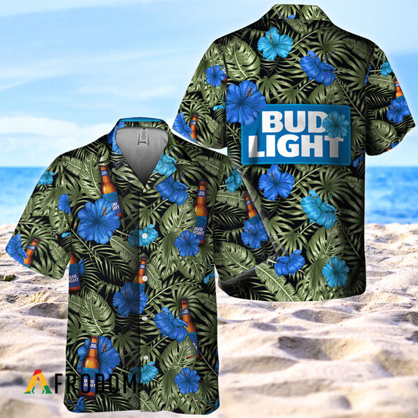 Tropical Flower With Palm Leaves Bud Light Hawaiian Shirt HU