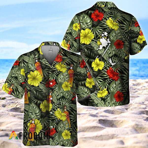Tropical Flower With Palm Leaves Johnnie Walker Hawaiian Shirt HU
