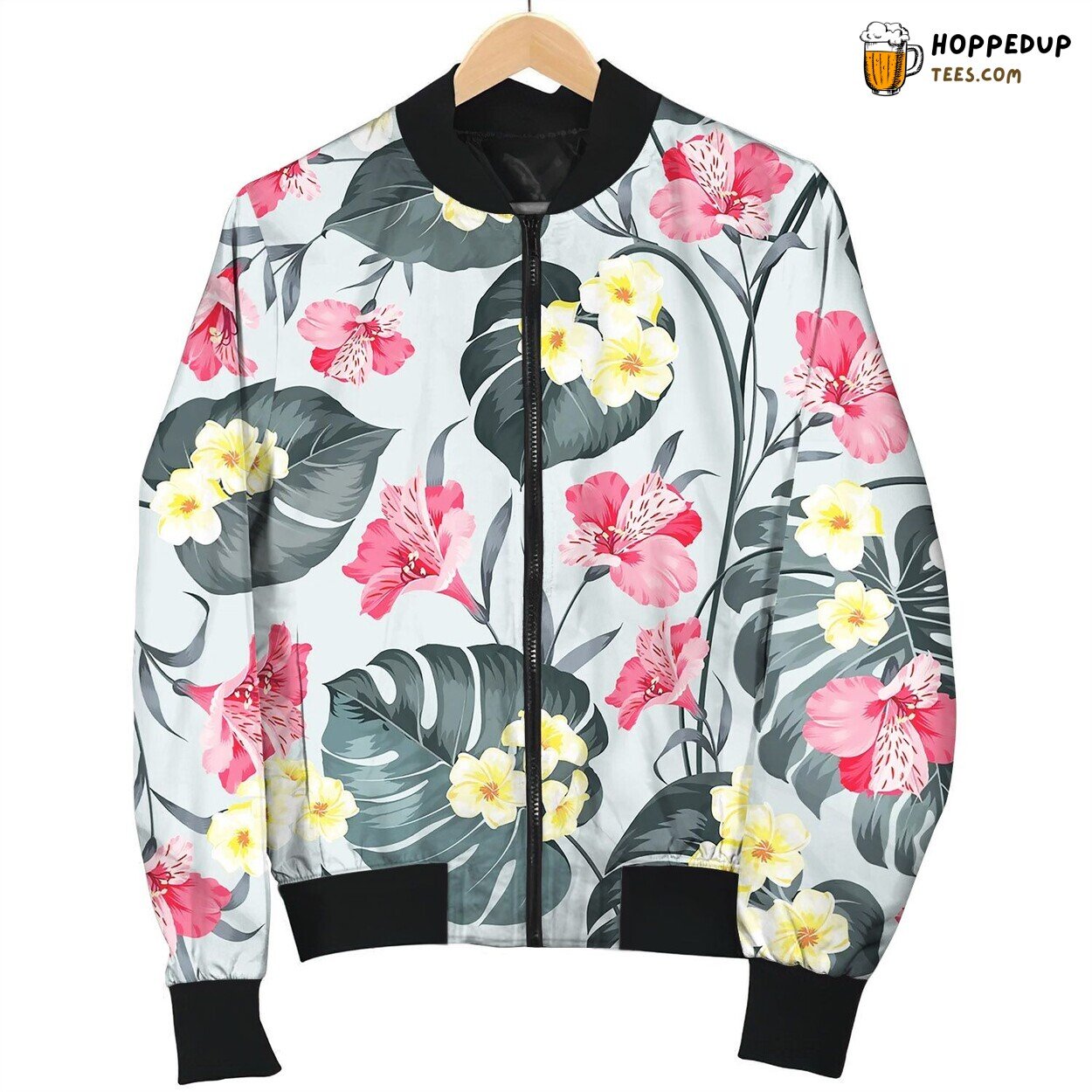 Tropical Flowers And Jungle Palms Smile Bomber Jacket