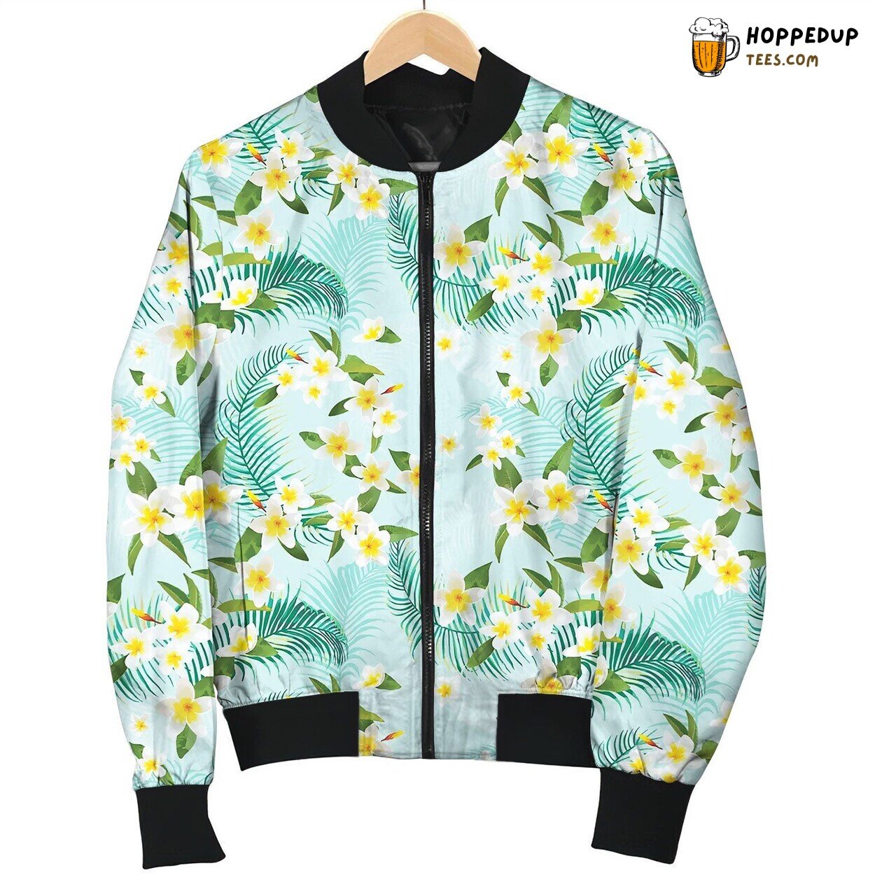 Tropical Flowers And Leaves Bomber Jacket