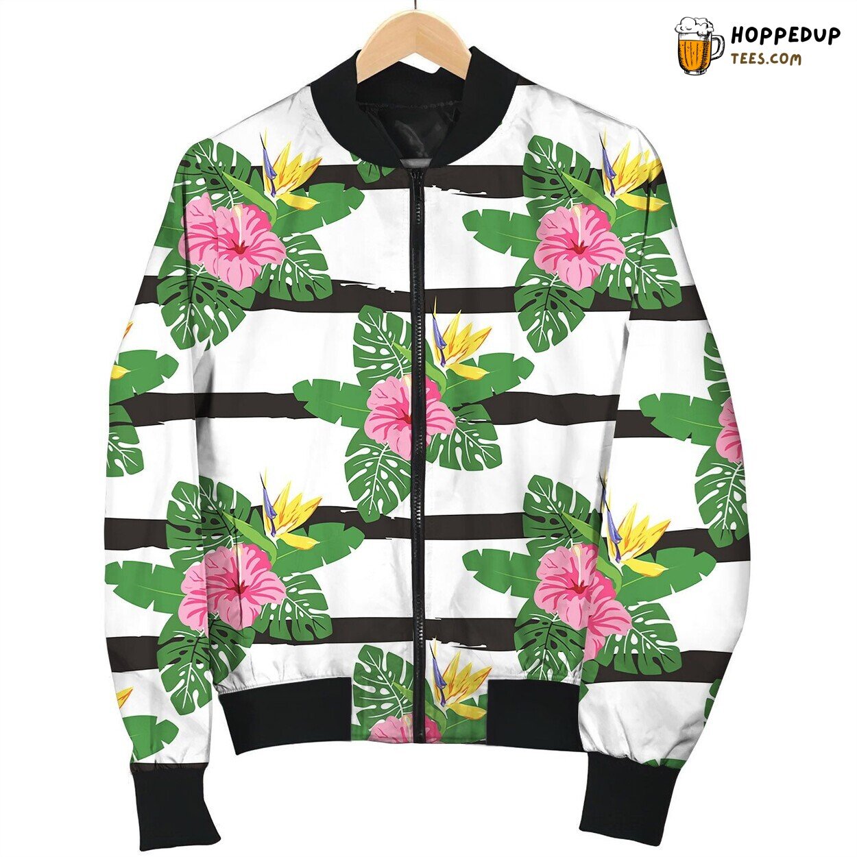 Tropical Flowers And Leaves Love Bomber Jacket