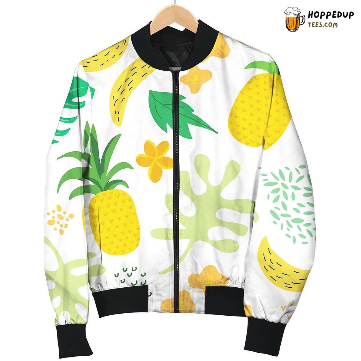 Tropical Flowers And Leaves Pattern Pineapples Love Bomber Jacket