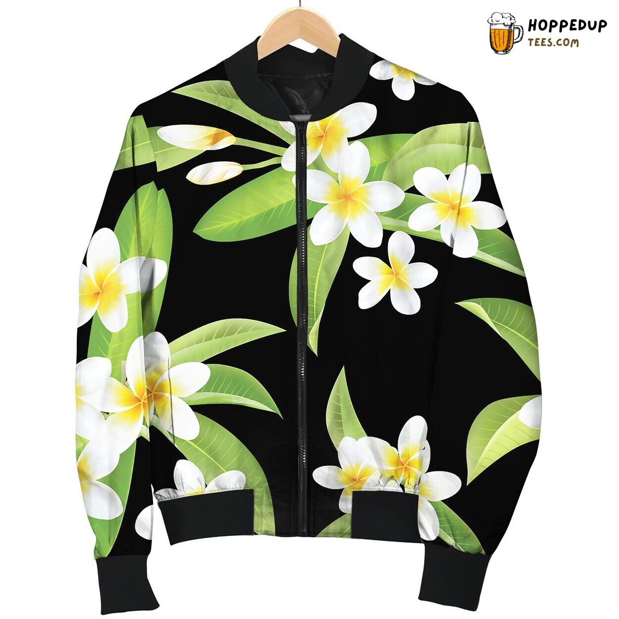 Tropical Flowers And Leaves Pattern Seamless Bomber Jacket