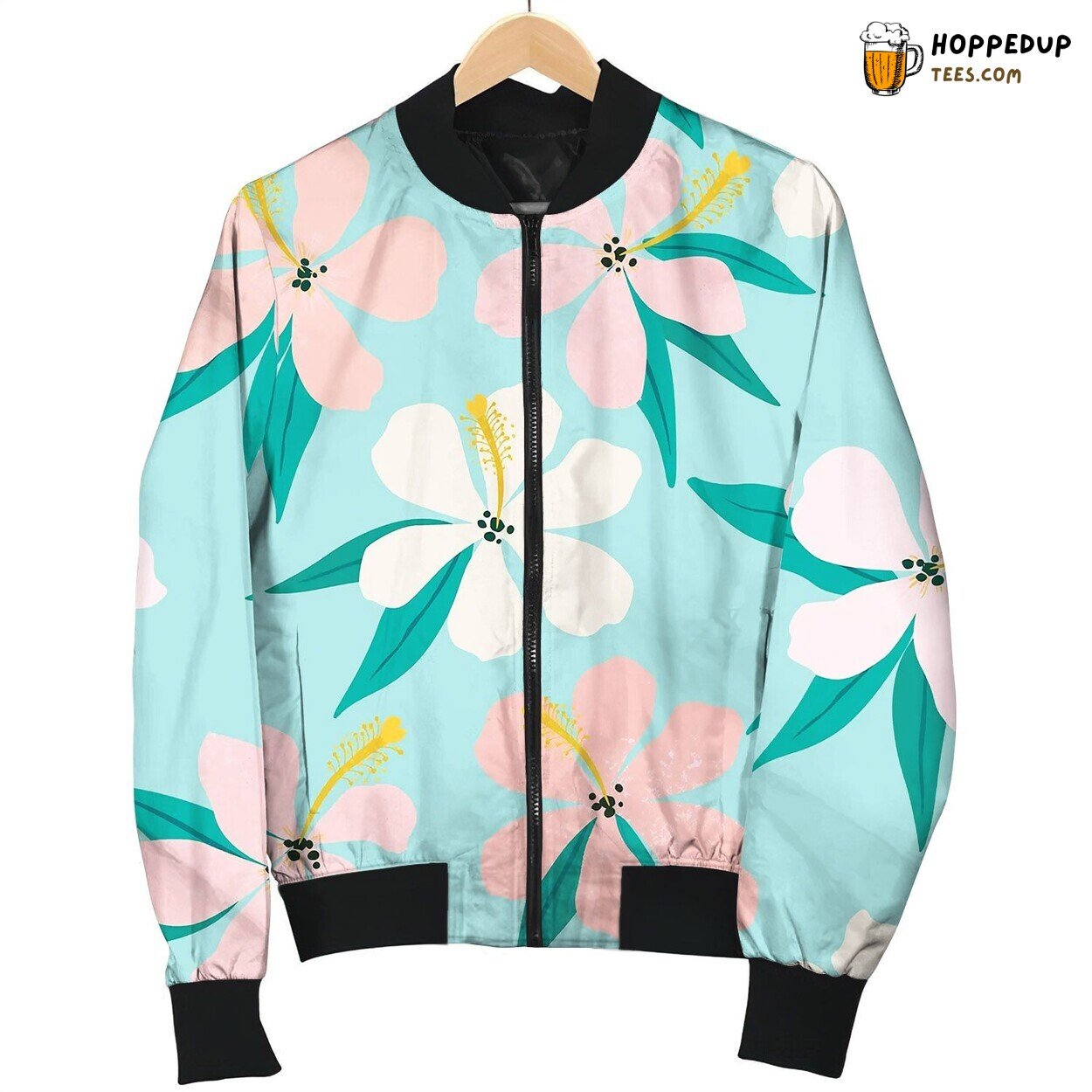 Tropical Flowers And Palm Leaves Love Bomber Jacket