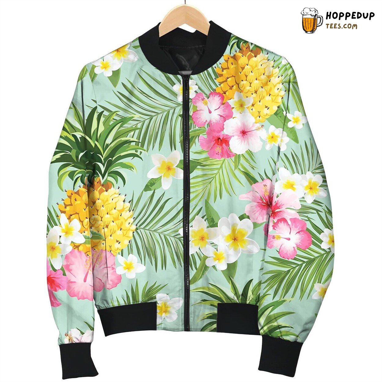 Tropical Flowers And Pineapples Bomber Jacket