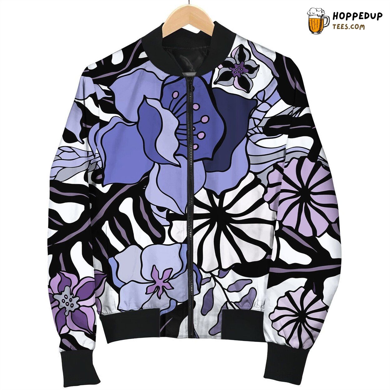 Tropical Flowers Background Seamless Pattern Bomber Jacket