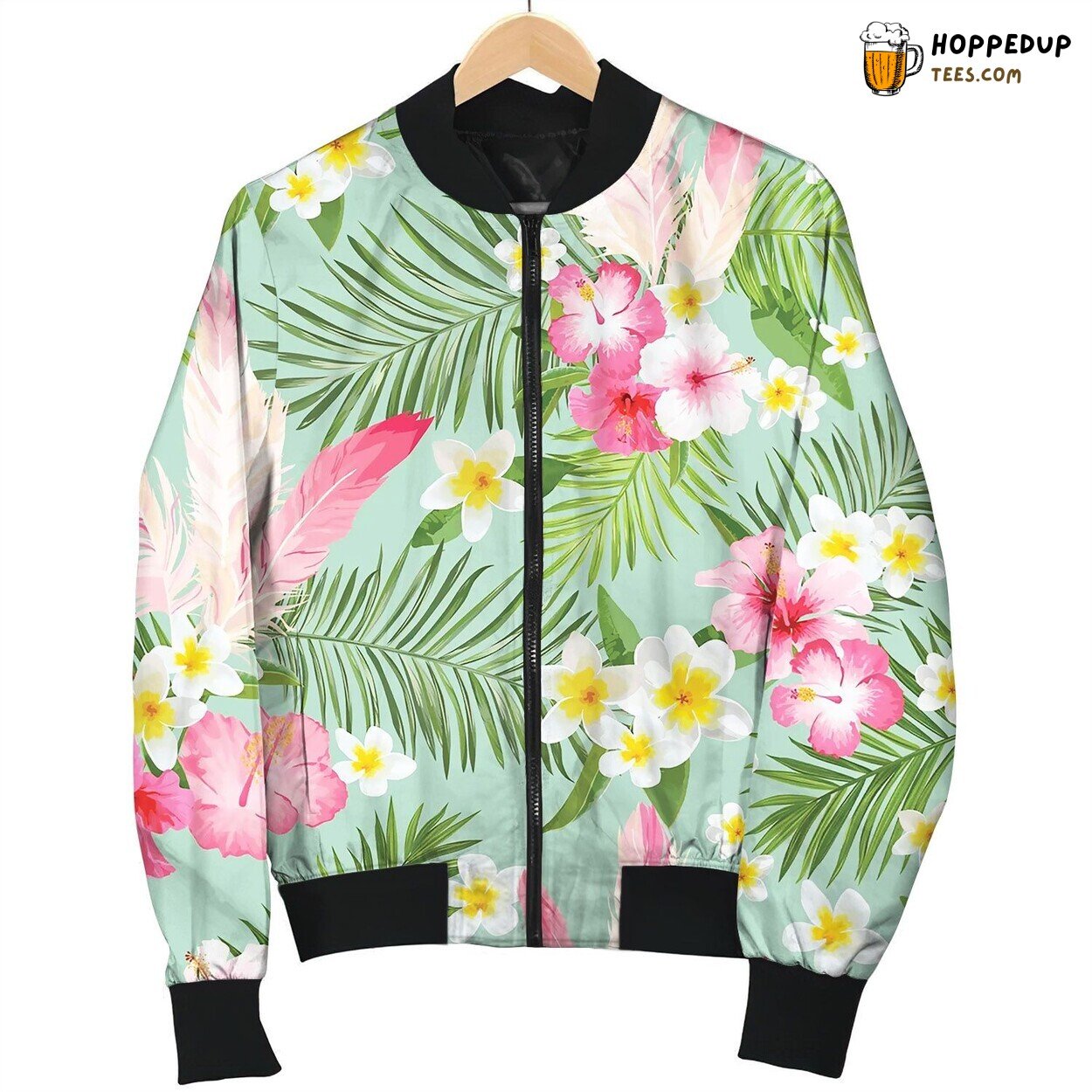 Tropical Flowers Background Seamless Pattern Love Bomber Jacket