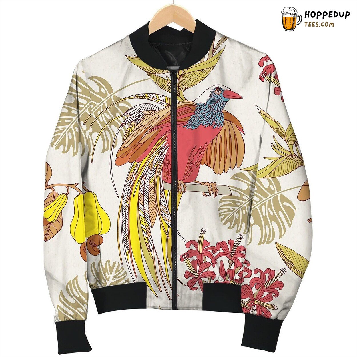 Tropical Flowers Birds Bomber Jacket