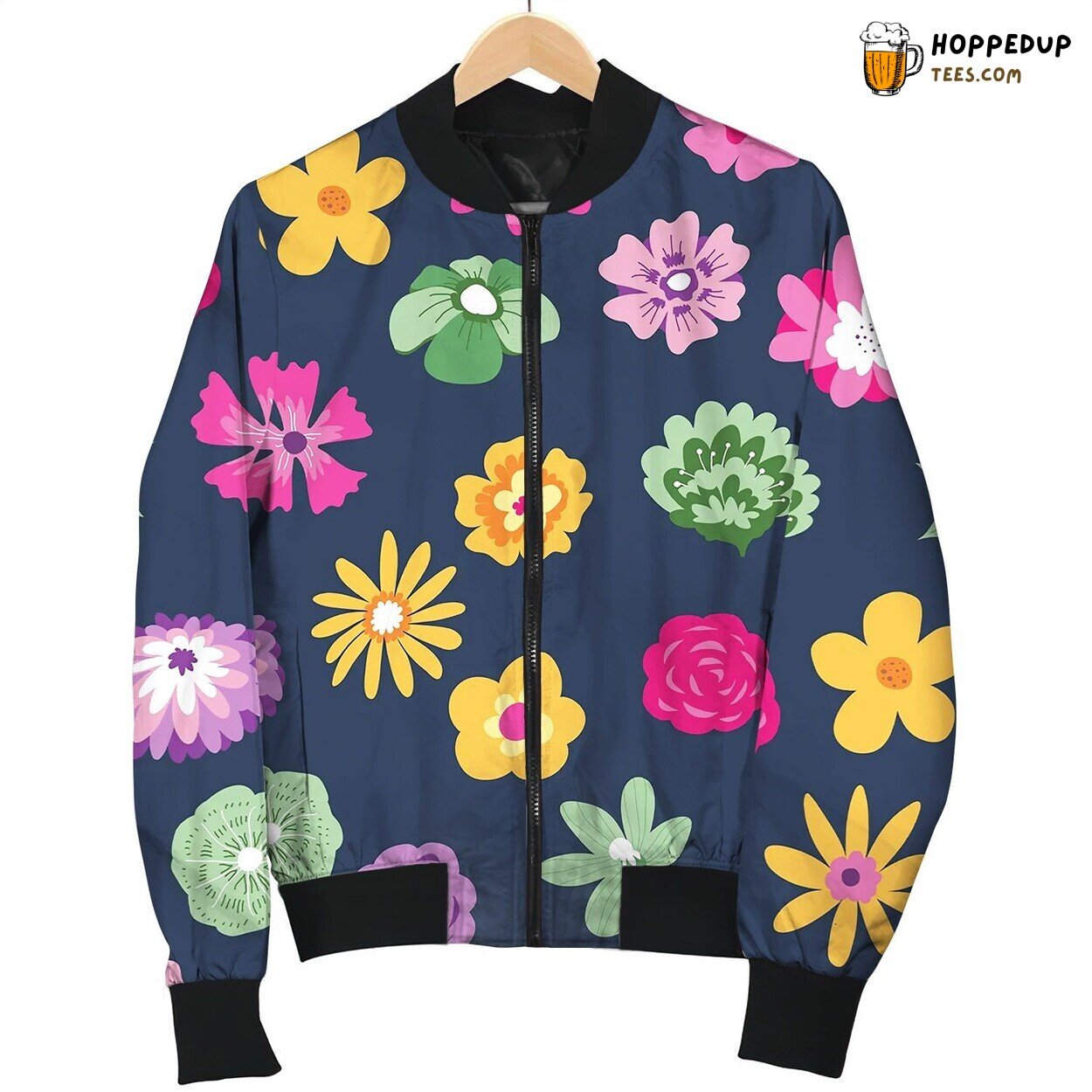 Tropical Flowers In Bloom Blossom Botany Bomber Jacket