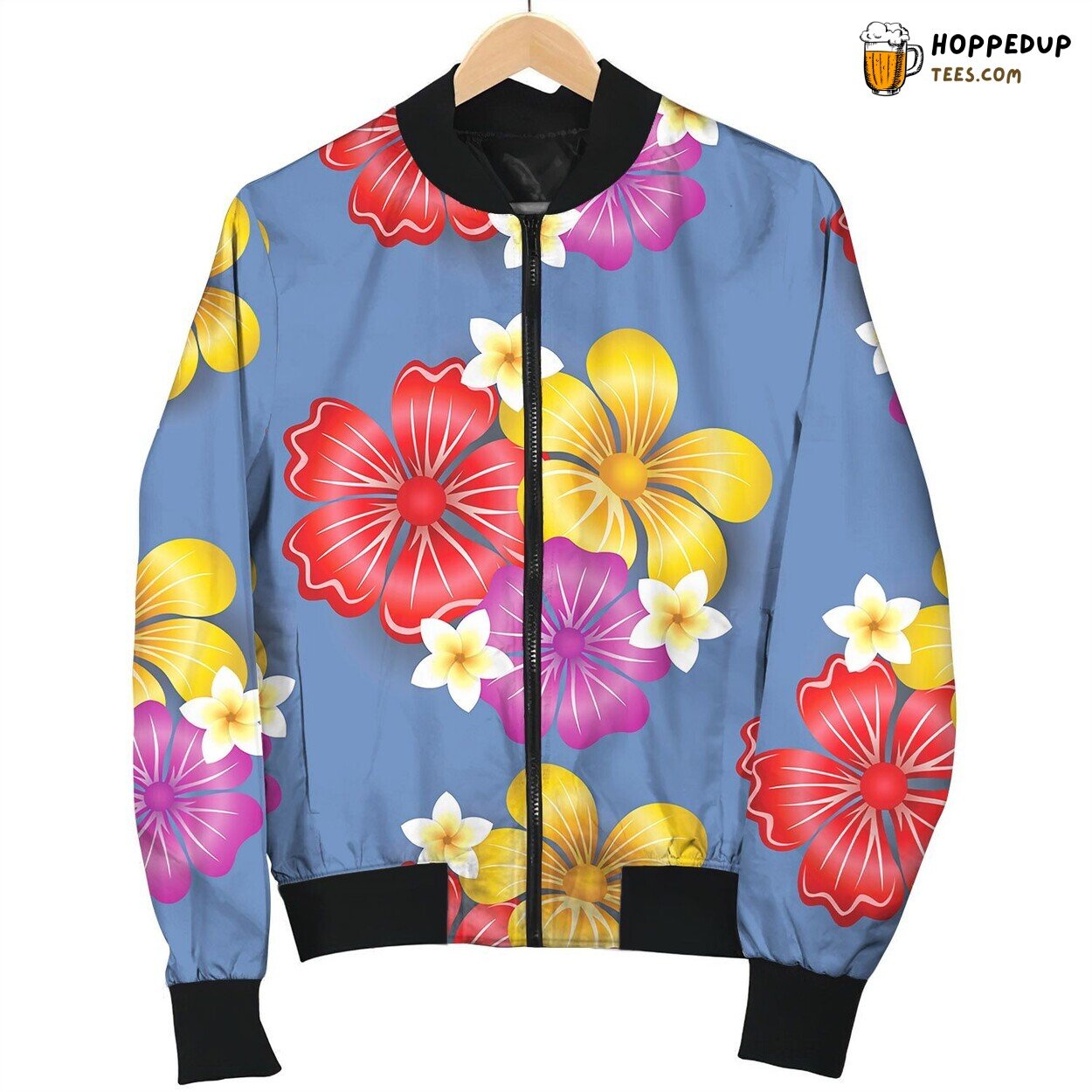 Tropical Flowers Seamless Pattern Background Bomber Jacket