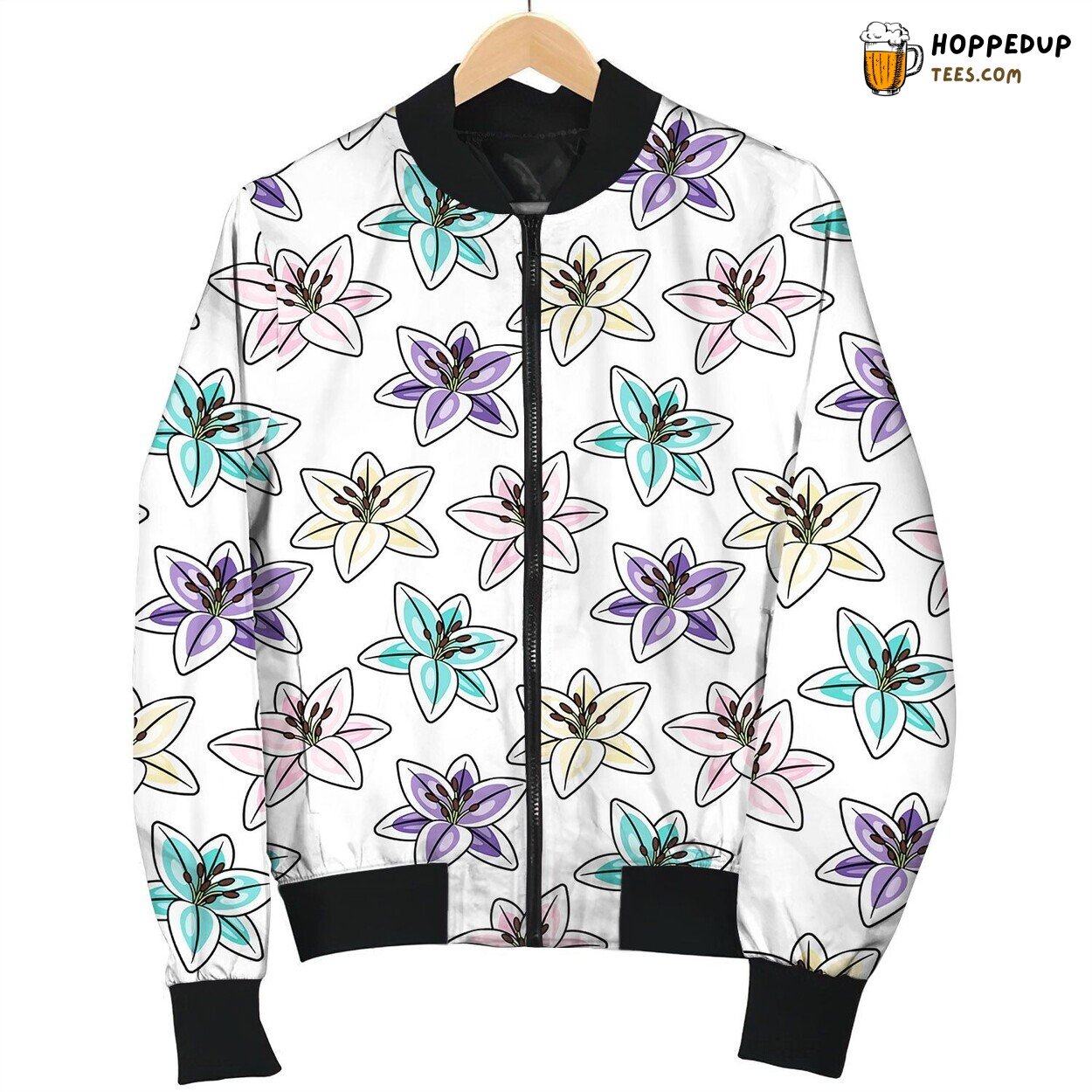 Tropical Flowers Seamless Pattern Happy Bomber Jacket