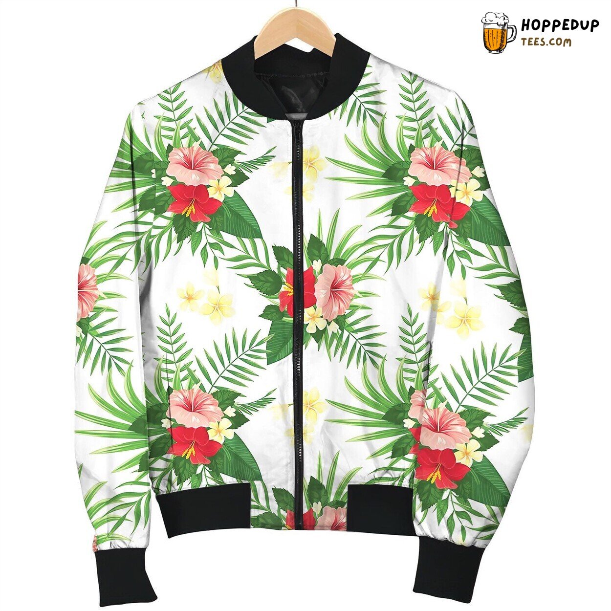 Tropical Flowers Seamless Pattern Summer Tropic Bomber Jacket