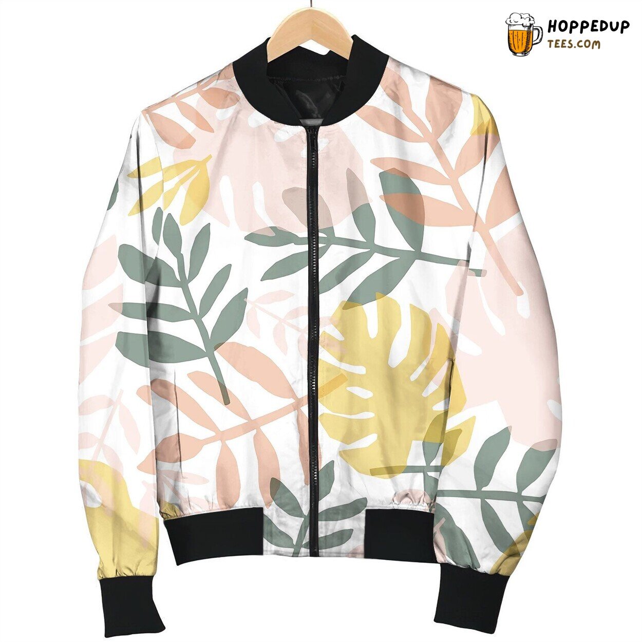 Tropical Foliage Hand Drawn Bomber Jacket
