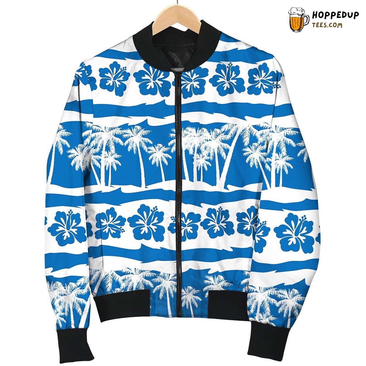 Tropical Frangipani With Beach Palms Seamless Bomber Jacket
