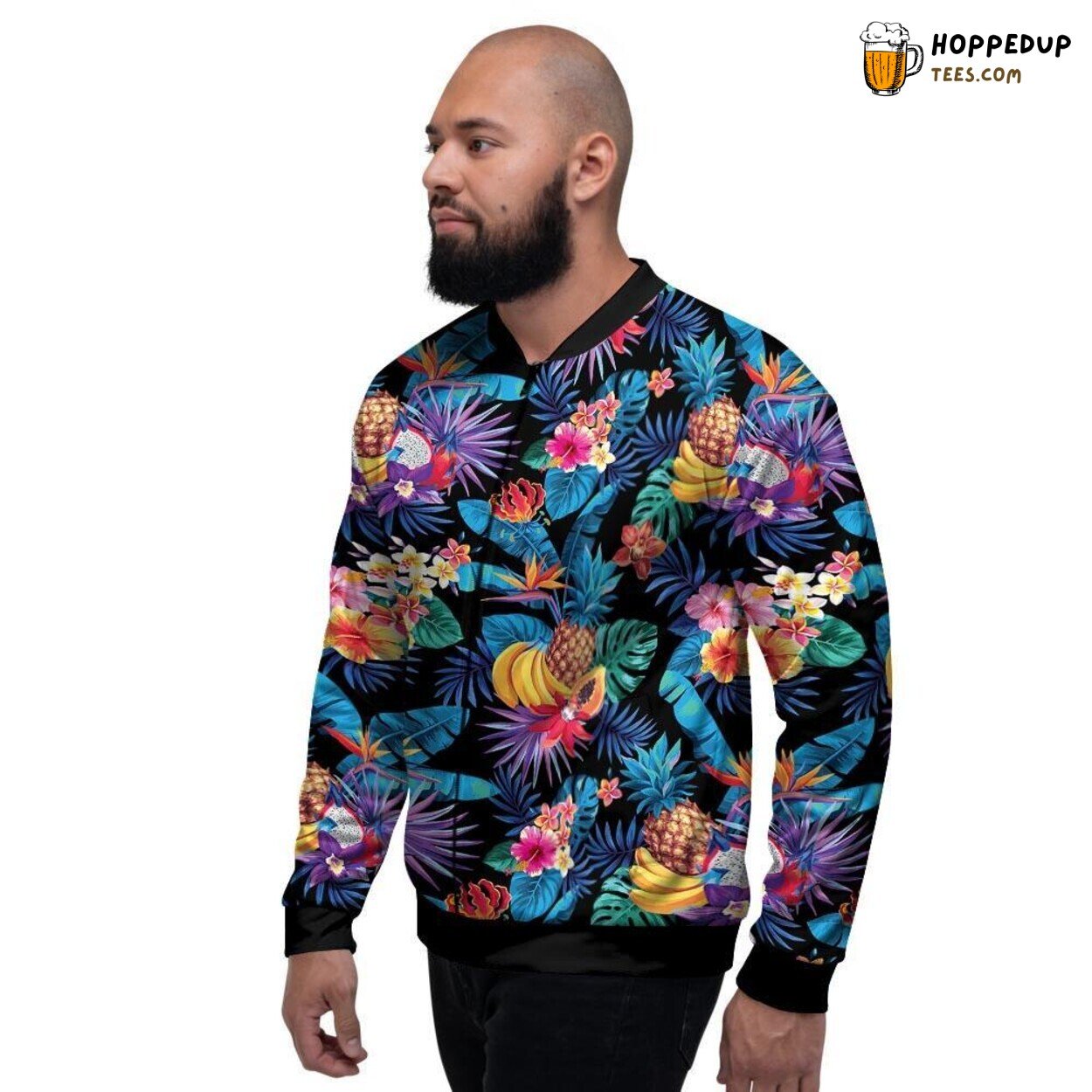 Tropical Fruit Display Hawaiian Inspired Men’s Bomber Jacket Island Freshness