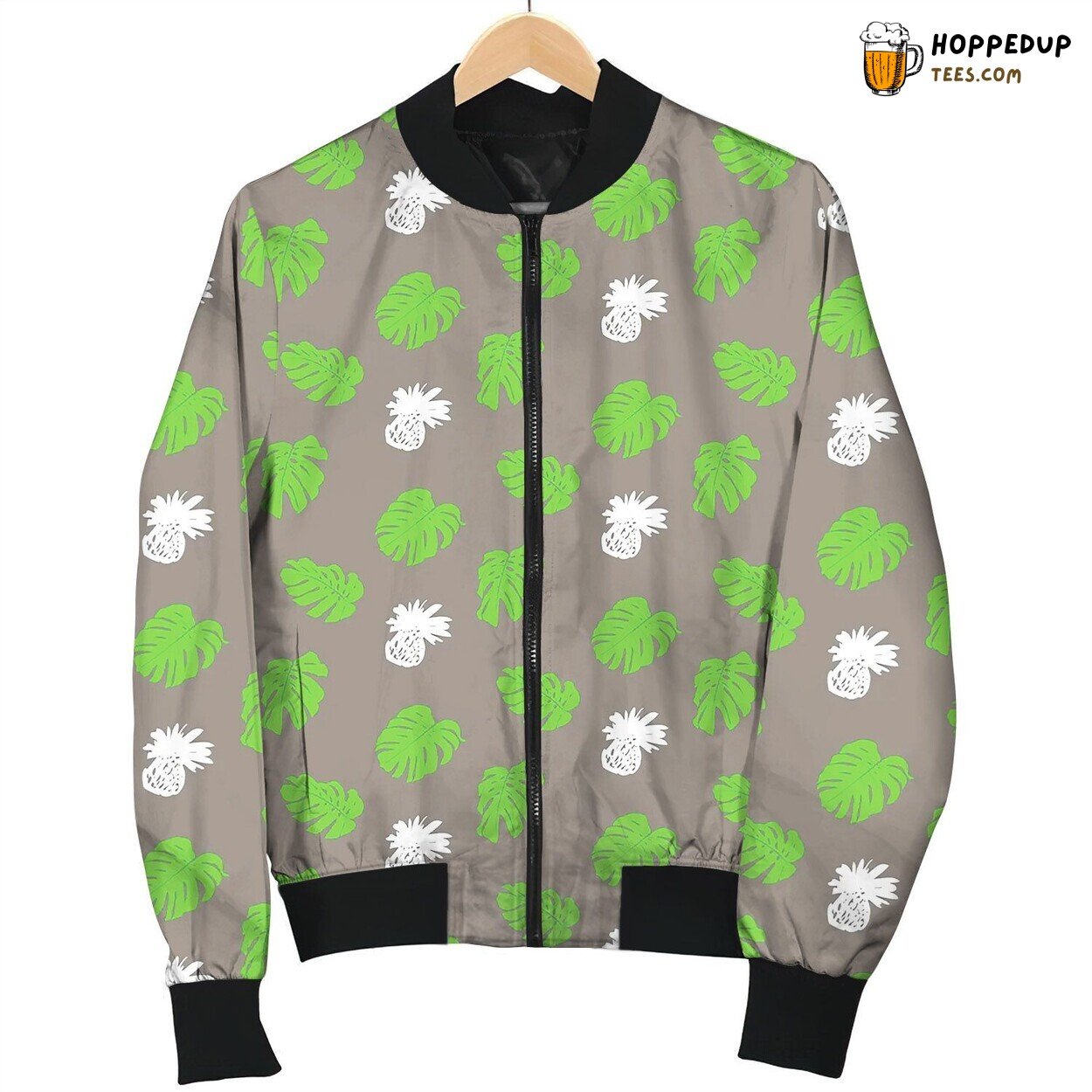 Tropical Grunge Pattern With Fruits And Leafs Bomber Jacket
