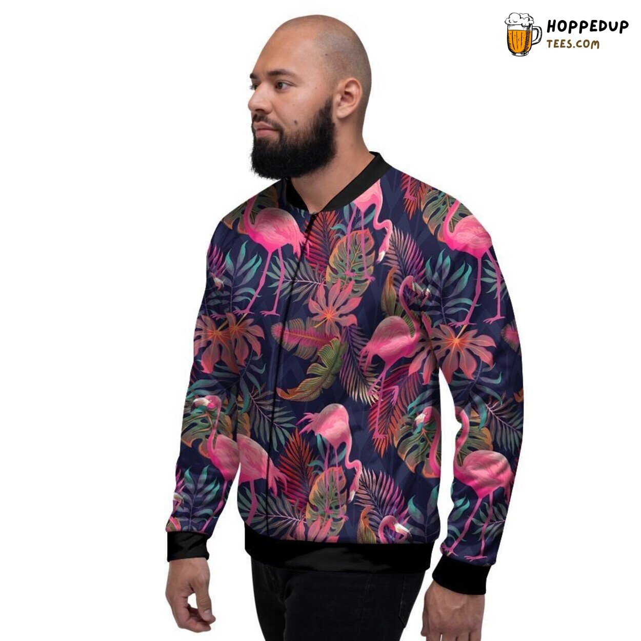 Tropical Hawaiian Flamingo Print Men’s Bomber Jacket Island Inspired Style Look