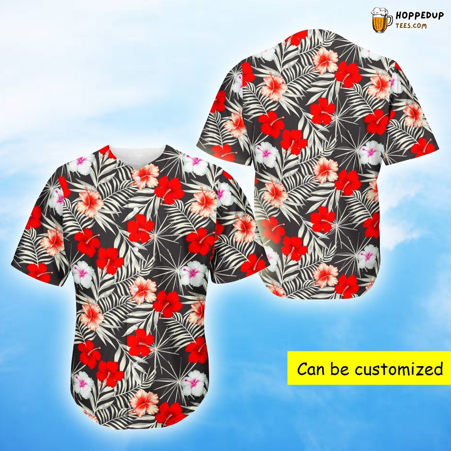 Tropical Hibiscus Floral 3D Printed Baseball Jersey Shirt Exotic