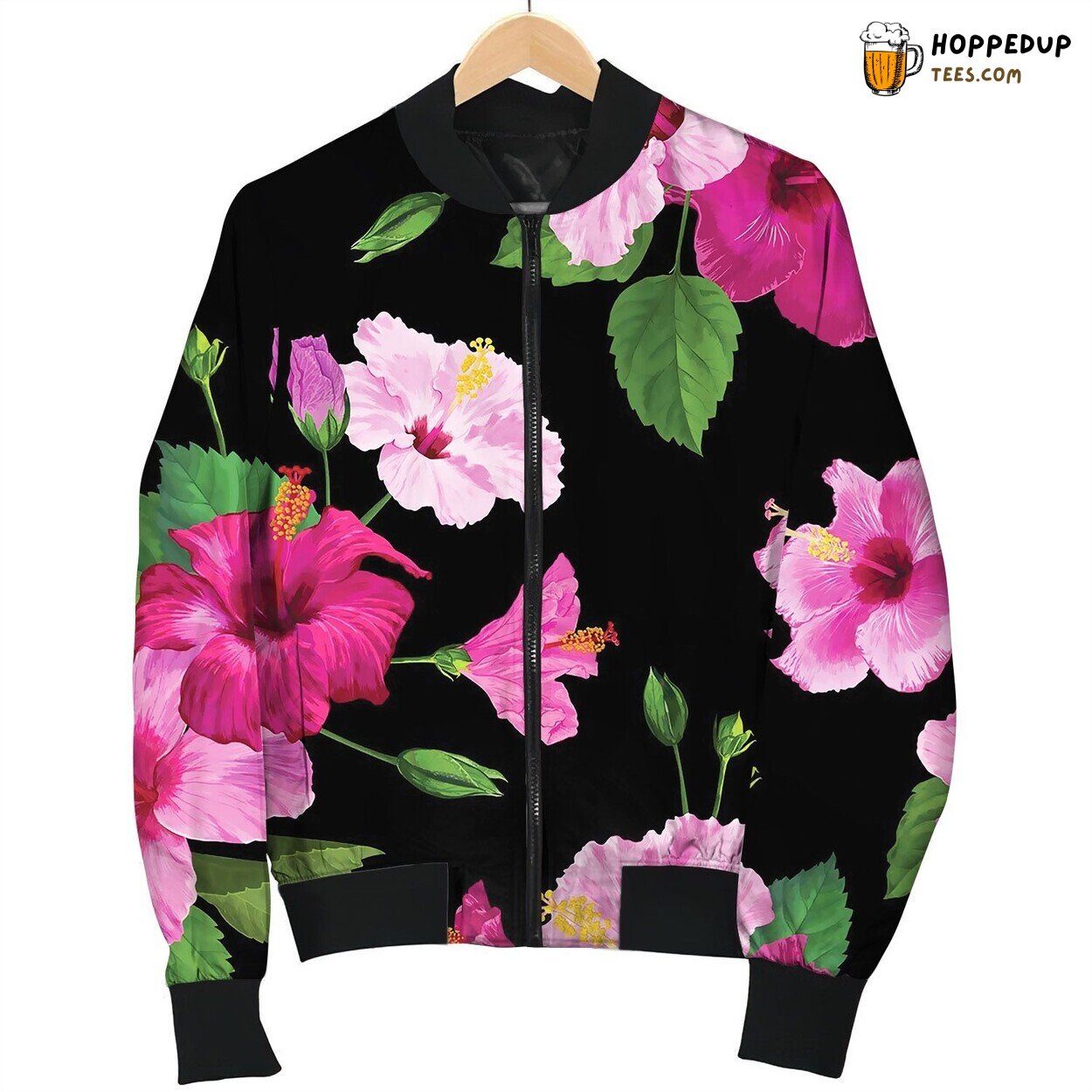 Tropical Hibiscus Flower Seamless Love Bomber Jacket