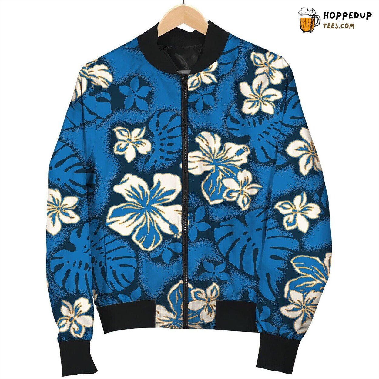 Tropical Hibiscus Flowers And Monstera Leaves Bomber Jacket