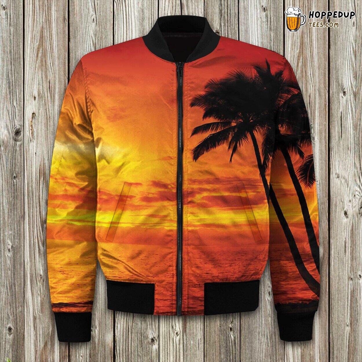 Tropical Island Beach Sunset Bomber Jacket