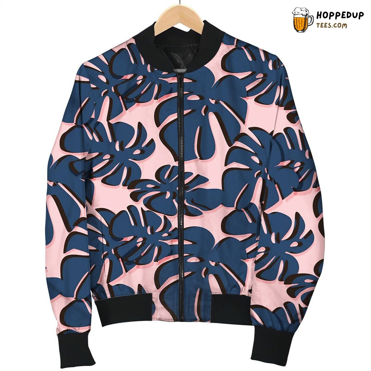 Tropical Leaf Summer Pattern Trendy Floral Beach Bomber Jacket