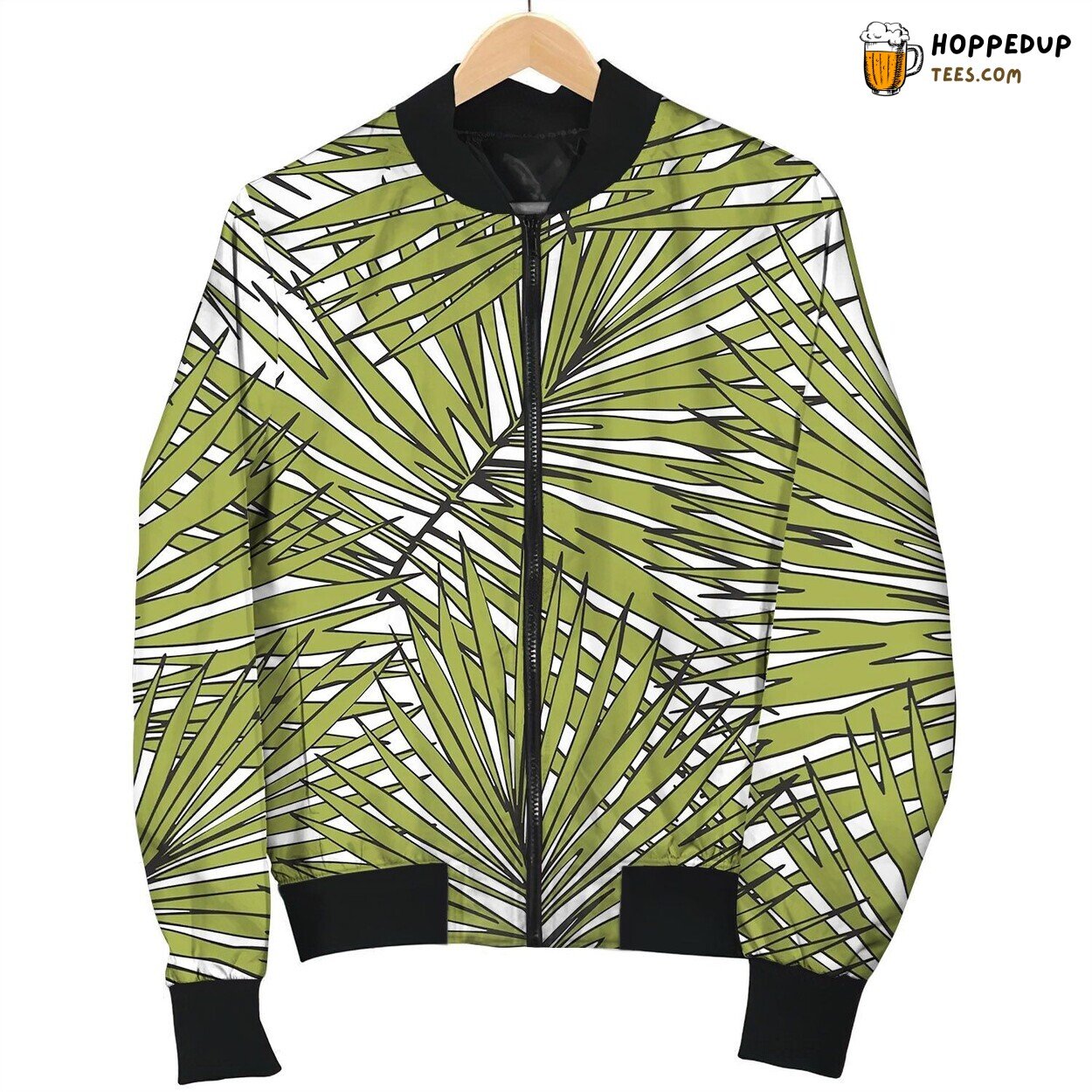 Tropical Leaves Hand Drawing Seamless Pattern Bomber Jacket