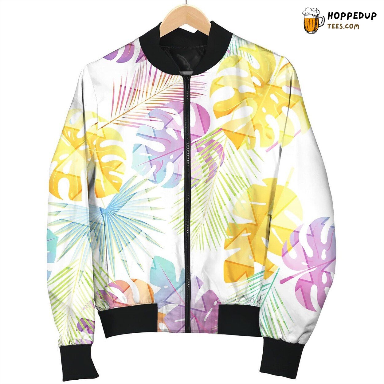 Tropical Leaves Seamless Pattern Bomber Jacket
