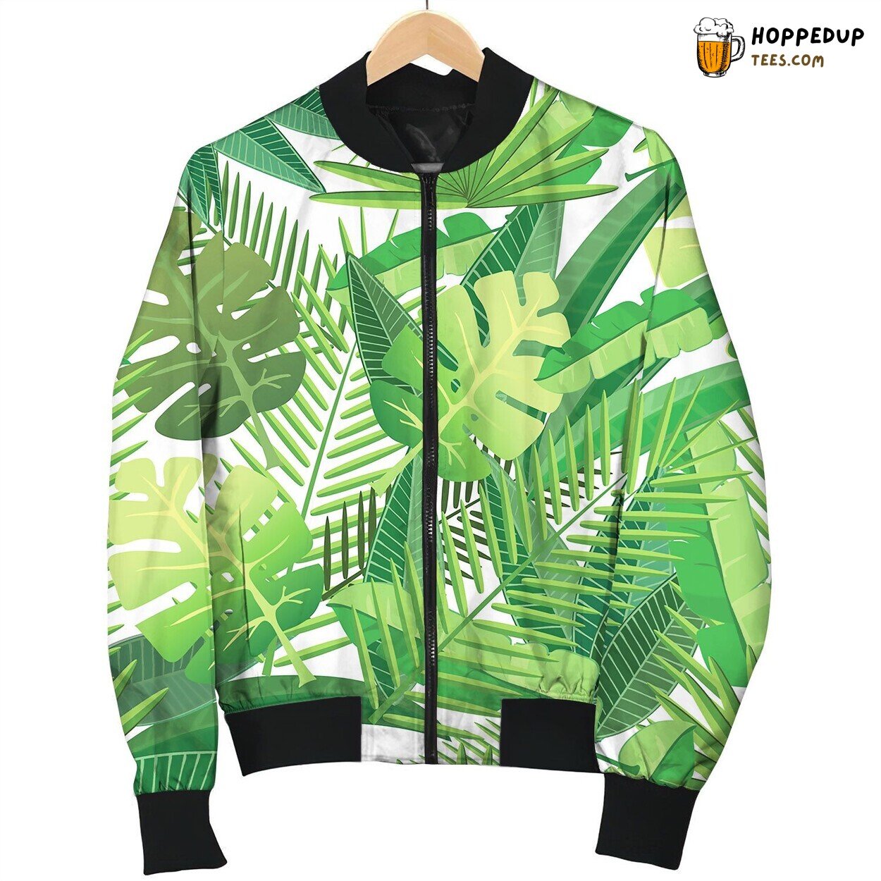 Tropical Leaves Seamless Pattern Happier Bomber Jacket