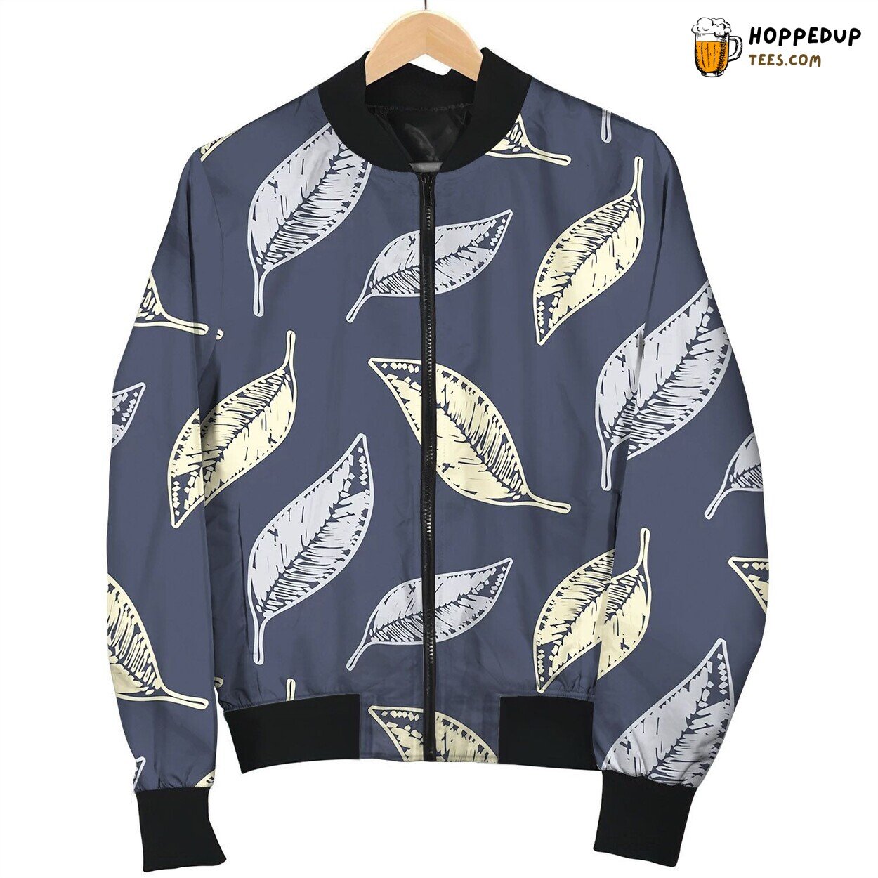 Tropical Leaves Seamless Pattern Nature Foliage Bomber Jacket
