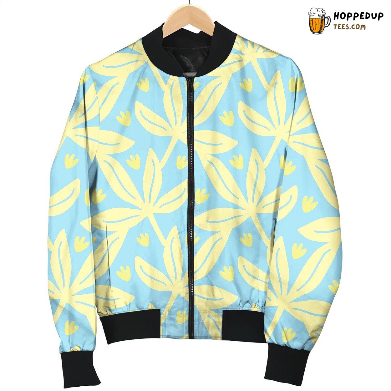 Tropical Leaves Seamless Pattern Summer Bomber Jacket