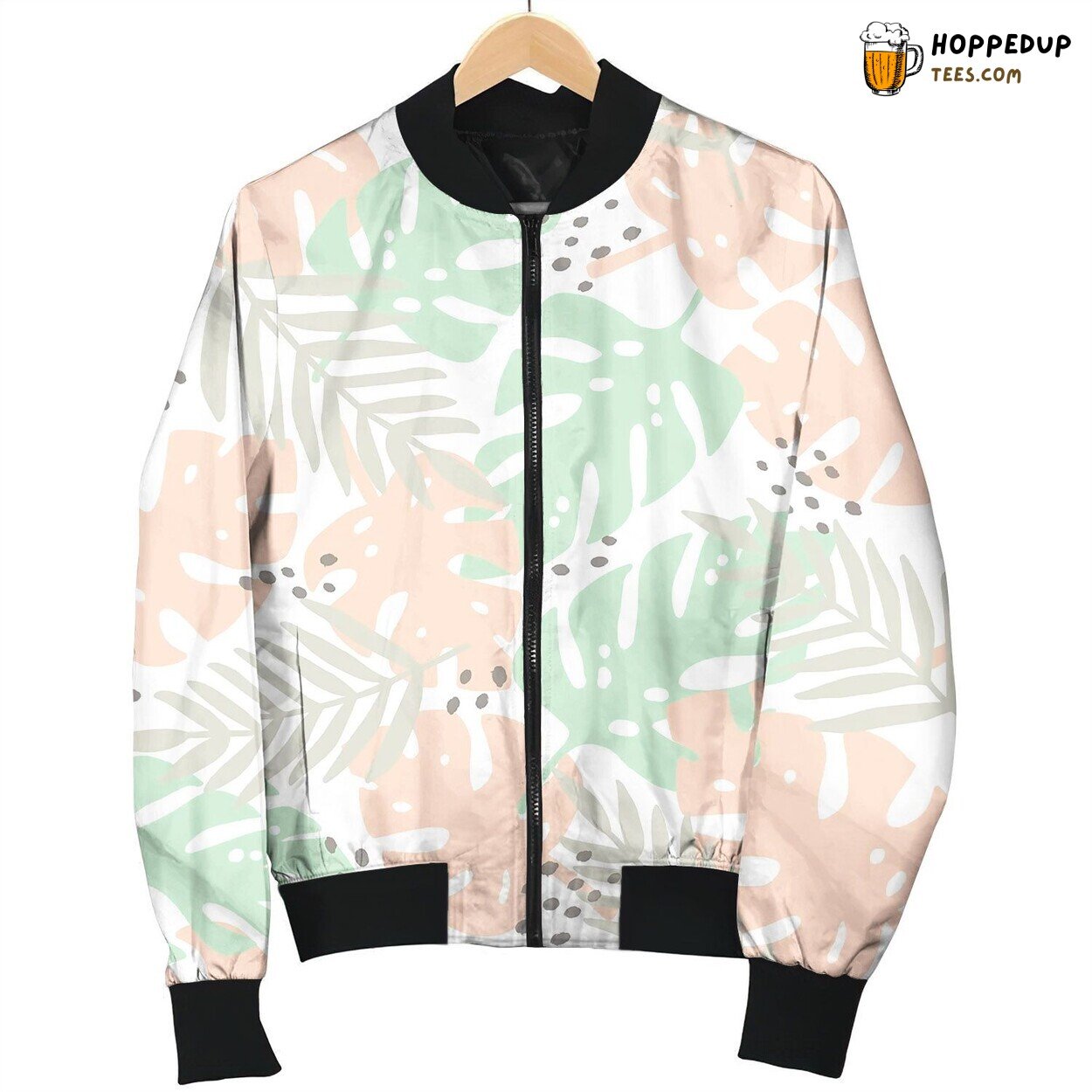 Tropical Leaves Summer Seamless Pattern Bomber Jacket