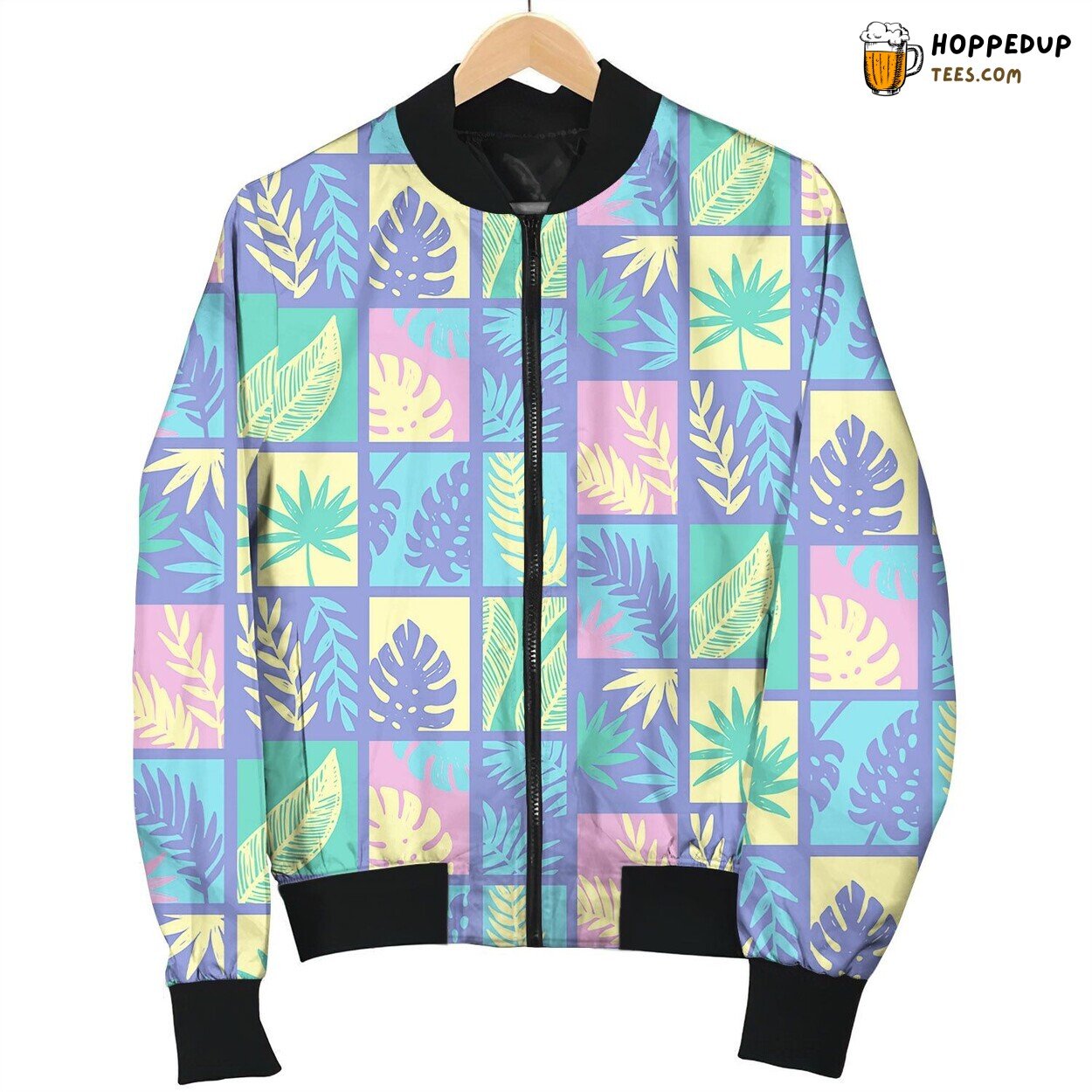 Tropical Leaves Summer Seamless Pattern Love Bomber Jacket