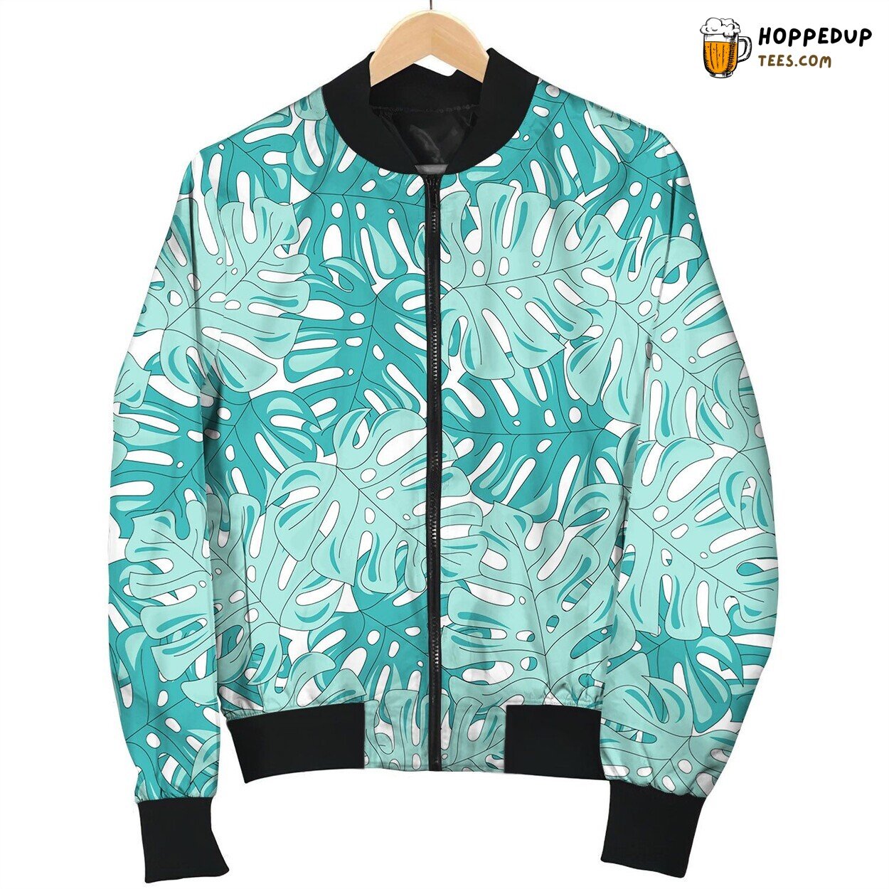Tropical Leaves Travel Seamless Pattern Bomber Jacket