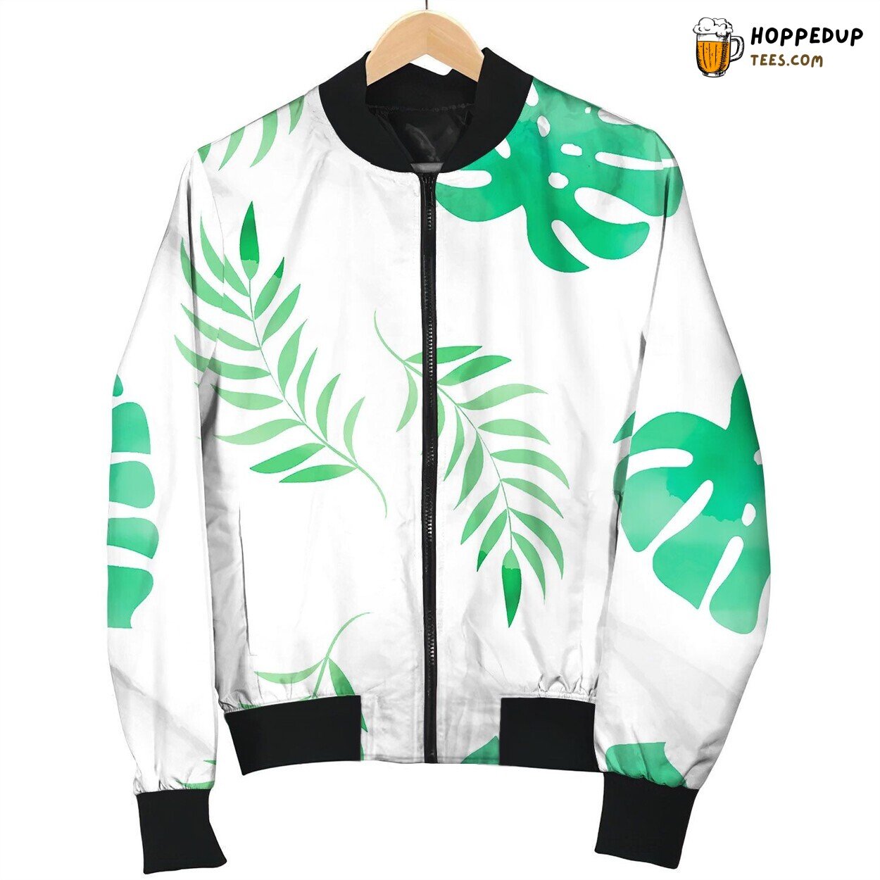 Tropical Monstera Floral Color Watercolor Bomber Jacket