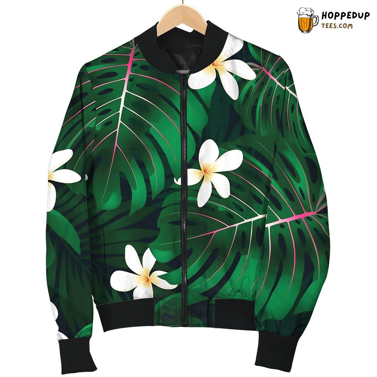 Tropical Monstera Floral Seamless Pattern Bomber Jacket