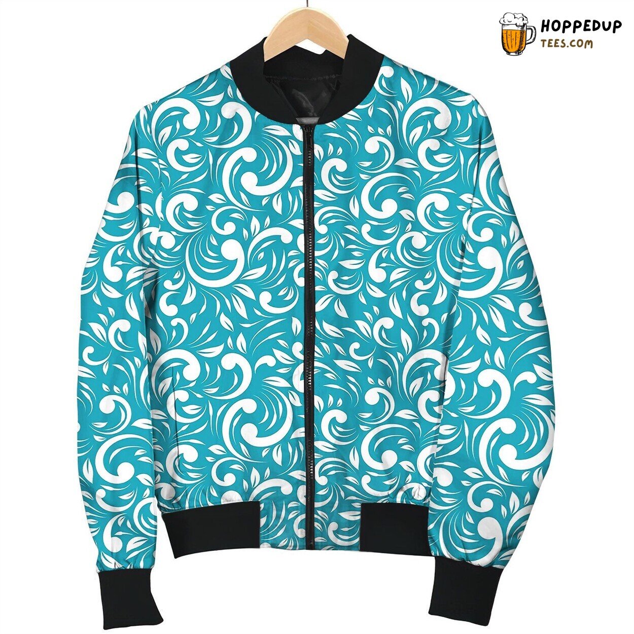 Tropical Ornament Pattern Bomber Jacket