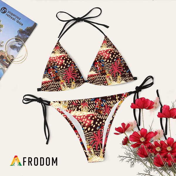 Tropical Palm Island Captain Morgan Bikini Set Swimsuit Beach HU