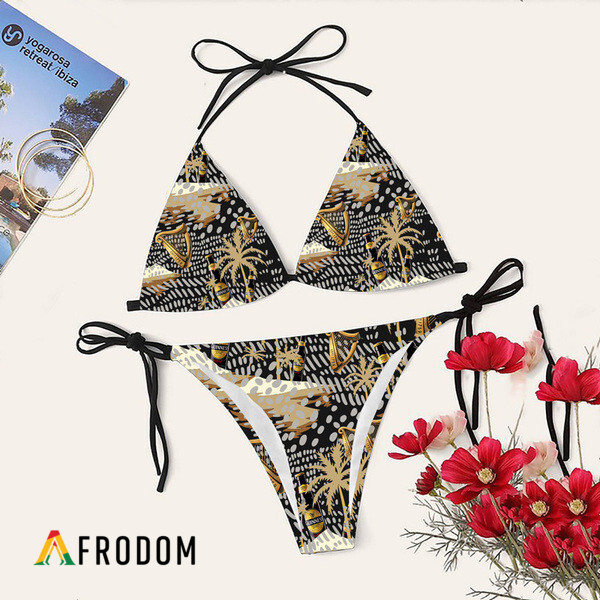 Tropical Palm Island Guinness Bikini Set Swimsuit Beach HU