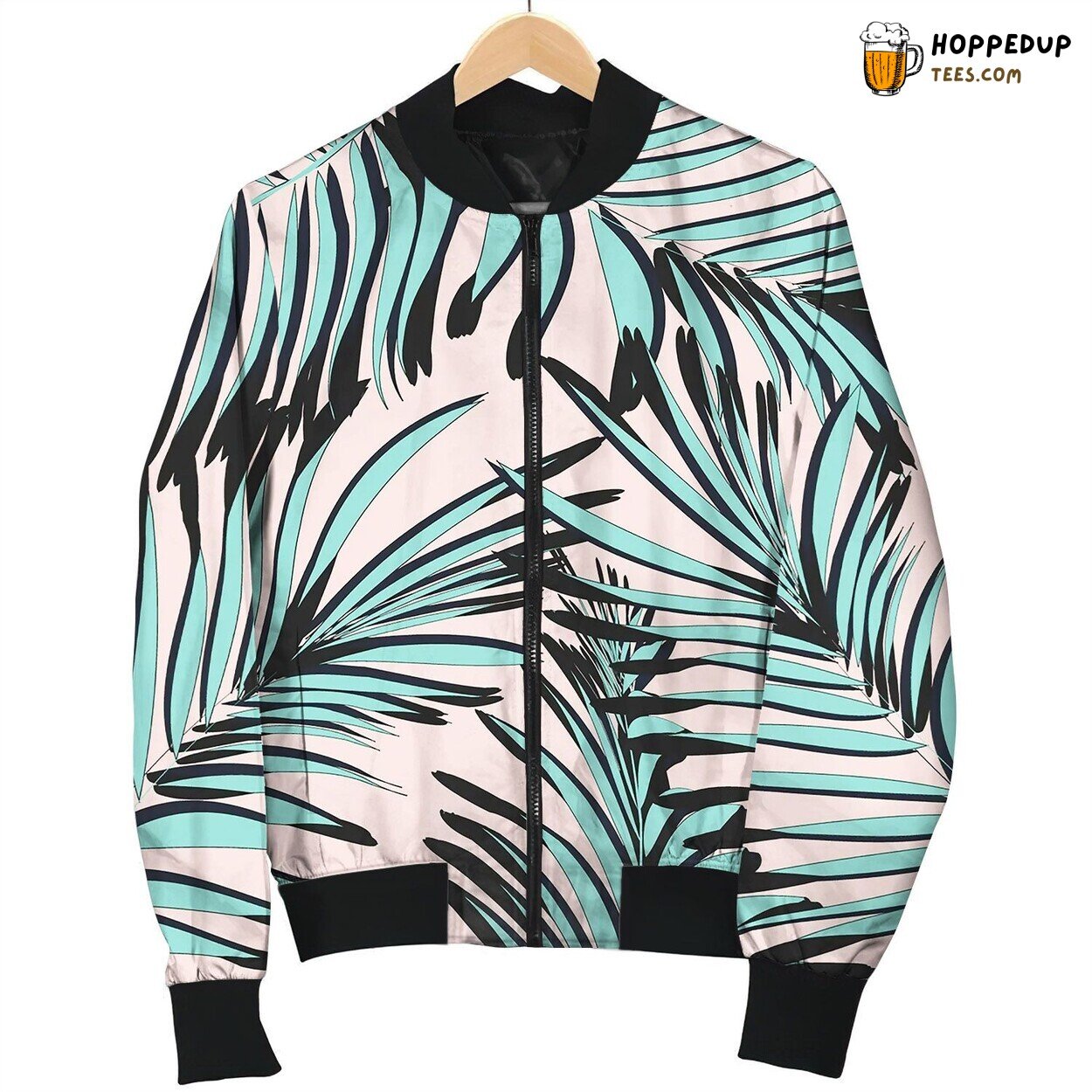 Tropical Palm Leaf Background Floral Bomber Jacket
