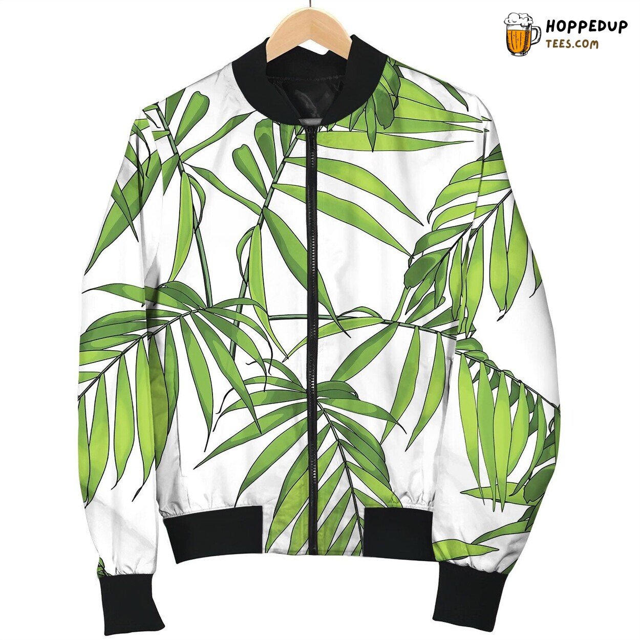 Tropical Palm Leaves Jungle Leaves Seamless Bomber Jacket