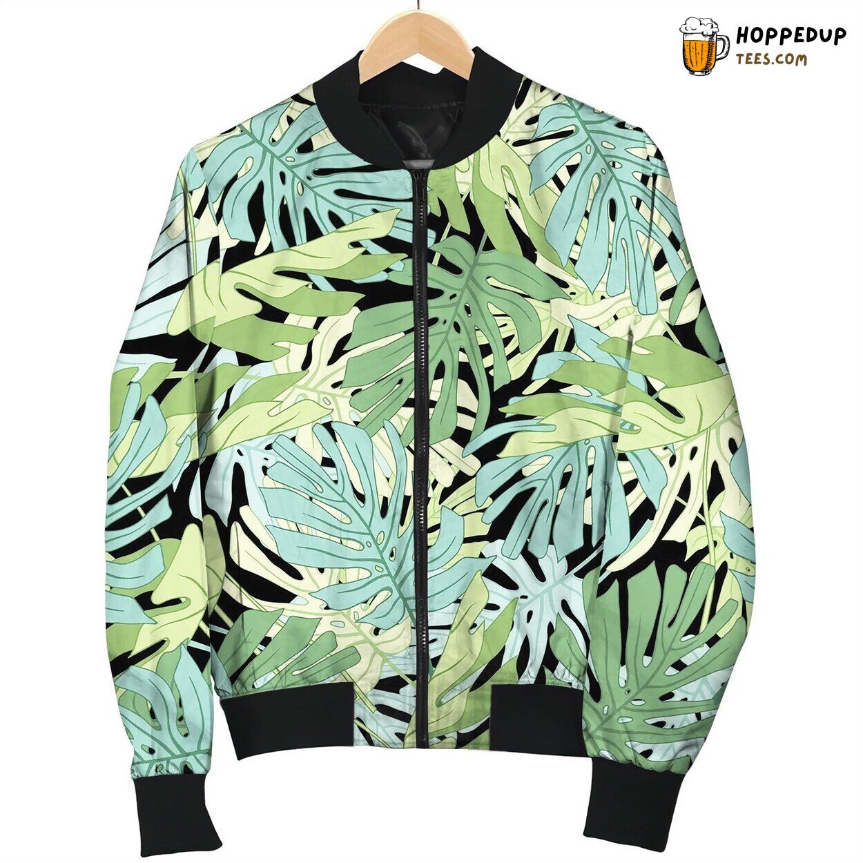 Tropical Palm Leaves Love Bomber Jacket
