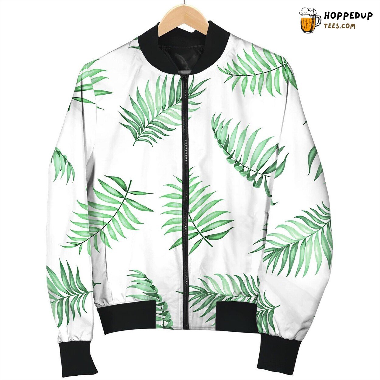 Tropical Palm Leaves Pattern Bomber Jacket