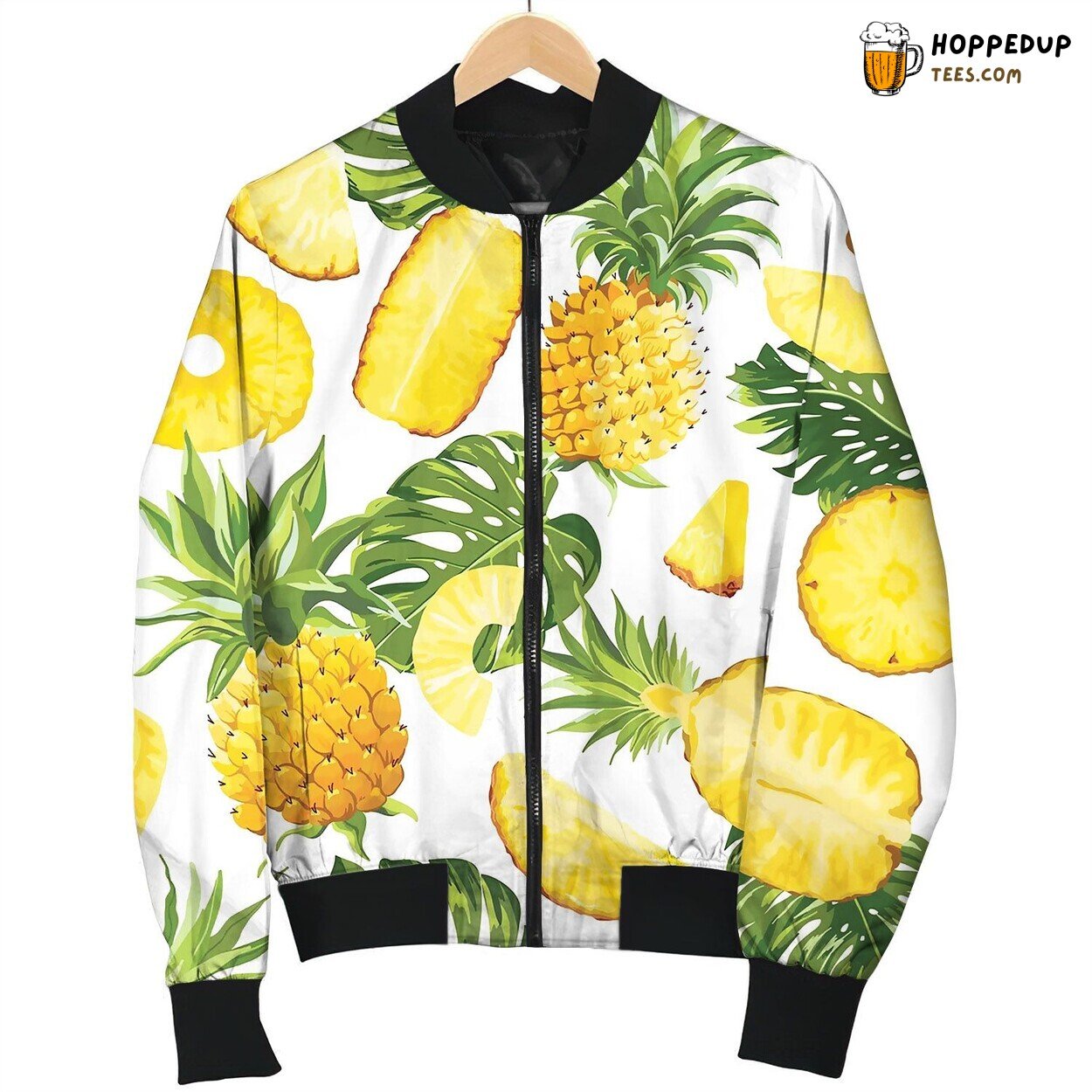 Tropical Palm Leaves Pineapple Fruit Bomber Jacket