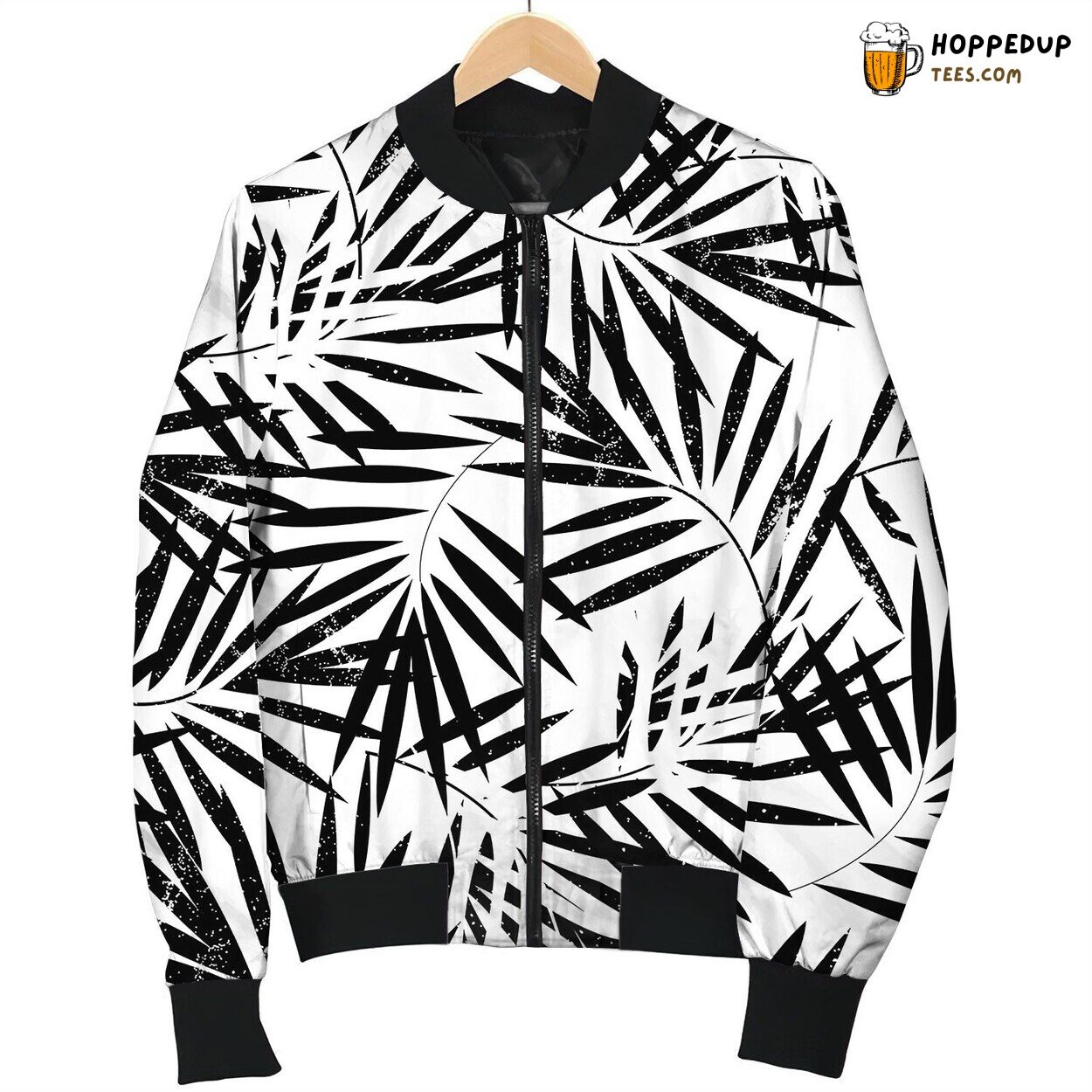 Tropical Palm Leaves Seamless Pattern Bomber Jacket